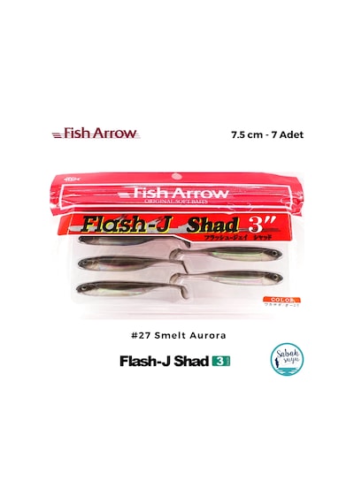 Fish Arrow Flash J Shad 7.5cm 3'' 27 Smelt Aurora Silikon Balık 7 Adet