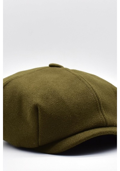Külah Erkek Dökümlü Kışlık Newsie Kasket Premium Irish Flat Cap Şapka - Haki