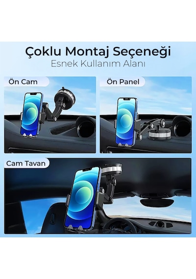 Kingma 360 Dönebilen Vakumlu Torpido Ve Cam İçin Araç Içi Telefon Tutucu -