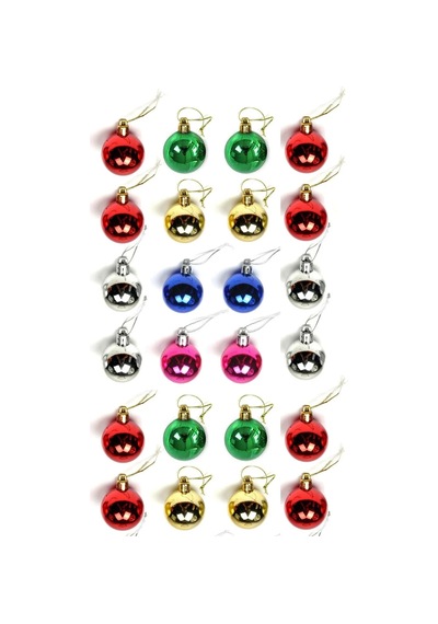 Ers Mini Yılbaşı Ağacı Süsleme Topu 3 Cm 24'lü Set Renkli Noel Ağacı Çam Süsü Diğer