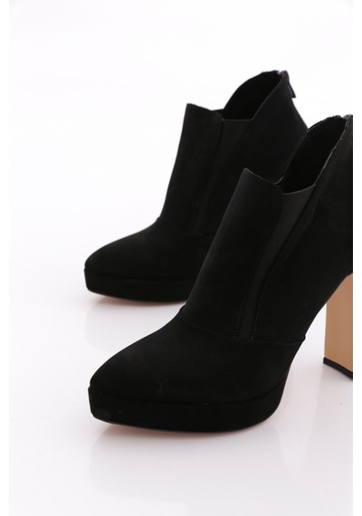 Dgn 611 Kadin Topuklu Bot Siyah Velvet
