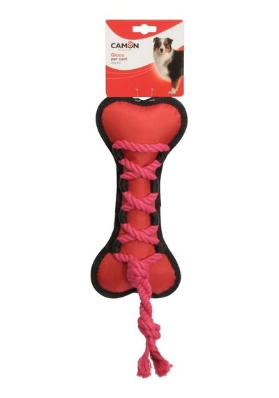 Camon Örgülü İpli Polyester Kemik Şeklinde Eğlenceli Köpek Oyuncağı 30 Cm