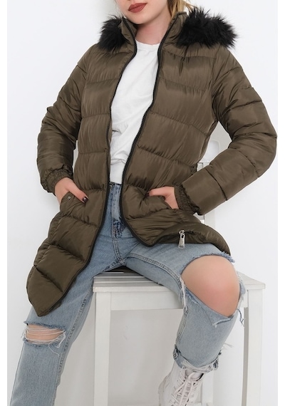 Kemerli Şişme Mont Haki - 6117.1555. Haki