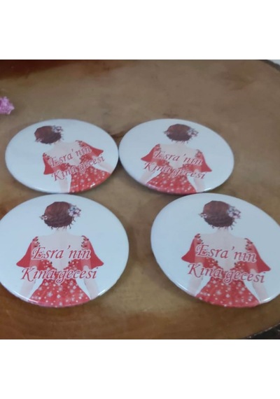 Gelinli Kına Gecesi Metal Açacak Magnet 6 Cm 30 Adet