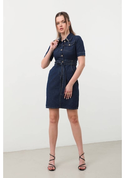 Banny Jeans Kemer Detaylı Jean Elbise 001