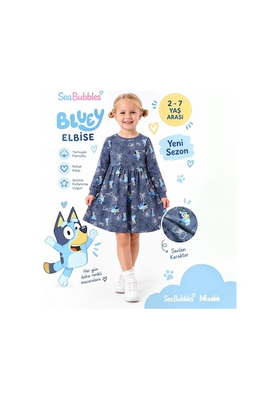 Sea Bubbles Bluey Kız Çocuk Elbise Fume