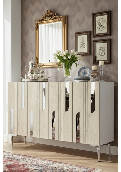 Ka1231bts Nota120 Konsol, Kahve Köşesi Ve Tv Sehpası, Çok Amaçlı Dolap Beyaz - Traverten - Sılver 120cm Ka1231bts Nota120 Konsol, Kahve Köşesi Ve Tv Sehpası, Çok Amaçlı Dolap Beyaz - Traverten - Sılver 120cm