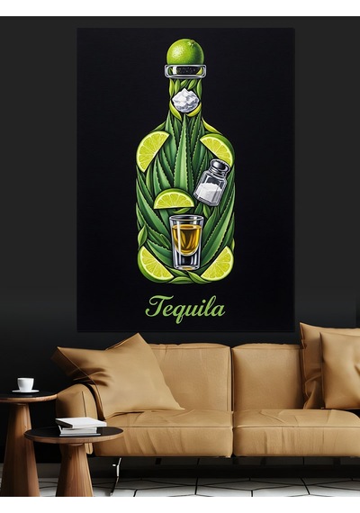 Ahşap Tablo Tequila İçeceği Kaktüs Yeşil Dekoratif Tablolar