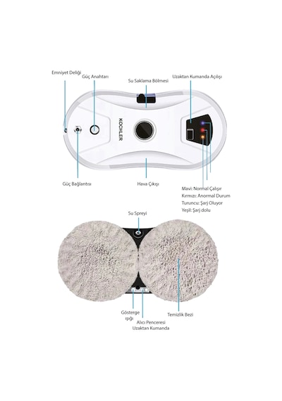 Kochler Akıllı Vakumlu Cam Silme - Cam Temizleme Robotu Beyaz