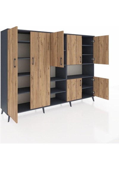 Hyperion Dolap 13 Raflı 7 Kapaklı 220x44x163 Antrasit-çam/antrasit Atlas Çam/antrasıt - Antrasıt Hyperion Dolap 13 Raflı 7 Kapaklı 220x44x163 Antrasit-çam/antrasit Atlas Çam/antrasıt - Antrasıt