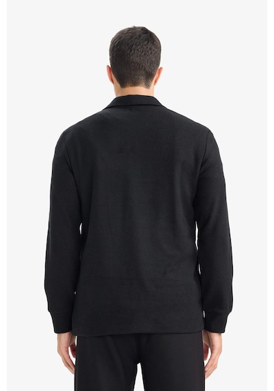 Defacto Regular Fit Polo Yaka Yarım Fermuarlı Sweatshirt F2802ax25aubk81 Siyah-bk81