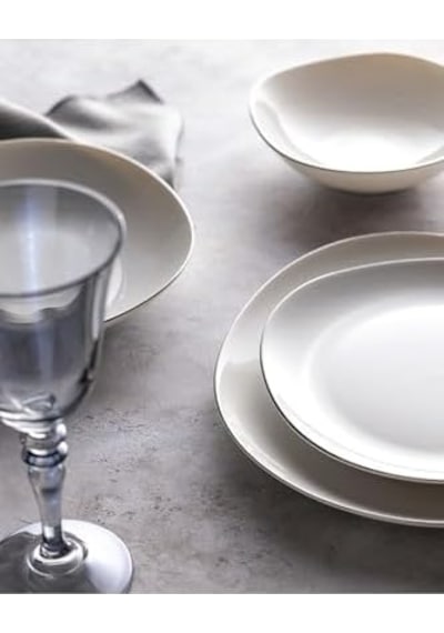 Bormio 6 Kişilik 24 Parça Yemek Takımı Beyaz-silver Açık Gri