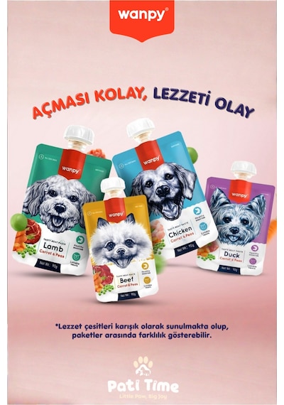 Kolajen Destekli Hipoalerjenik Yavru Kuzulu Köpek Maması 3kg + 4 Adet Wanpy Ezme 90gr