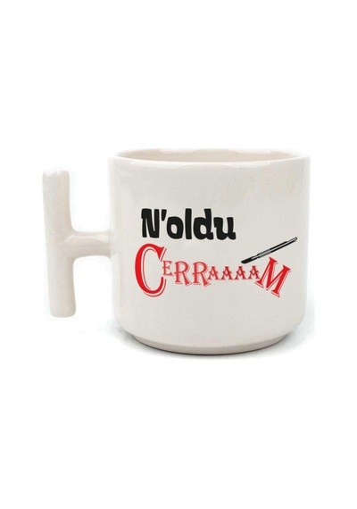 Noldu Cerraaaam Baskılı Beyaz Kulplu T Kupa