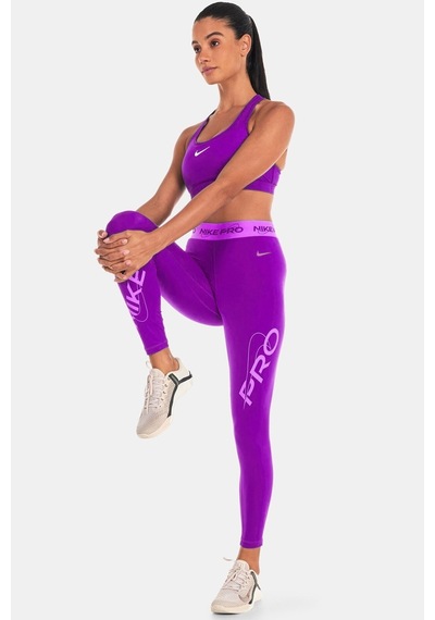 Nike Pro Dri Fit Grafik Mid Rise 7/8 Lenght Tight Purple Kadın Antrenman Taytı Mor