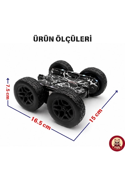 Oyuncak Led Işıklı 360 Akrobat Uzaktan Kumandalı Araba Şarjlı 4x4 Off Road Dublör Oyuncak Araba Siyah