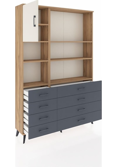 Arges Dolap 7 Raflı 8 Çekmeceli Tek Kapaklı 132x30x195 Çam-aytaşı/antrasit Aytası/antrasıt Arges Dolap 7 Raflı 8 Çekmeceli Tek Kapaklı 132x30x195 Çam-aytaşı/antrasit Aytası/antrasıt