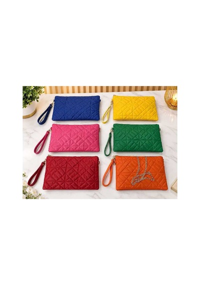Names Bag Desenli Portföy Clutch Çanta 25x19 Cm - El Çantası Sarı Sarı