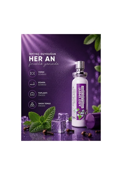 Ağız Spreyi - Ağız Kokusu Giderici, Ferah Nefes, Karanfil & Nane Aromalı, Alkolsüz & Gazsız, 15 Ml