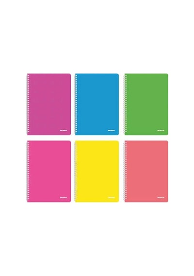 Mopak 60 Yp. Neon Serisi Pp Kapak Spiralli Defter - Çizgili - 6 Adet Beyaz