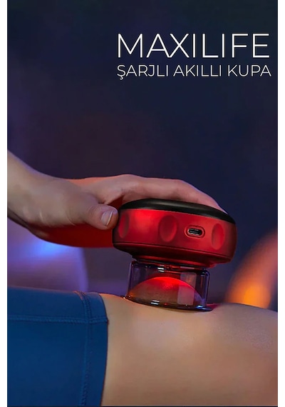 Smart Cupper Şarjlı Kupa Çekme Işık Hacamat Masaj Vakum Cihazı Kırmızı