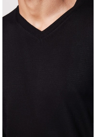 Tudors Slim Fit Dar Kesim V Yaka Tüylenmeyen Yumuşak Doku Beyaz Erkek Kazak-28766-beyaz Beyaz