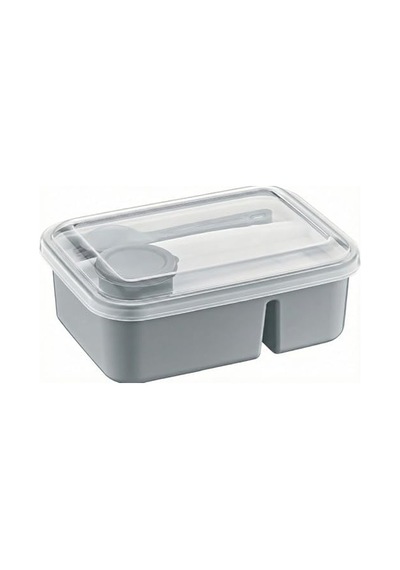 3 Bölmeli Beslenme Kabı 920 Ml Sosluklu Sızdırmaz Kapaklı Bpa İçermez Çatal Kaşık Dahil Lunch Box Bölmeli Yemek Kabı Gri Bakır