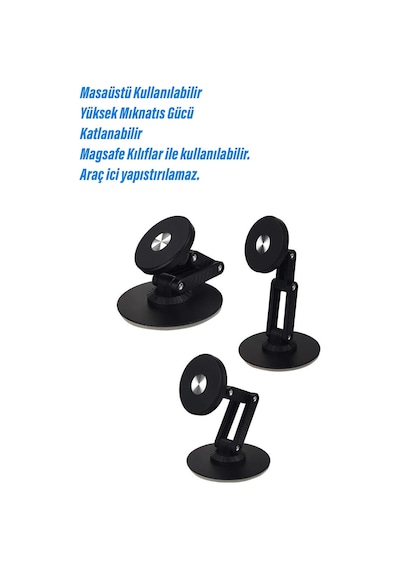 Masaüstü Telefon Tutucu Manyetik Mıknatıslı Metal Taban 360 Derece Tek Renk