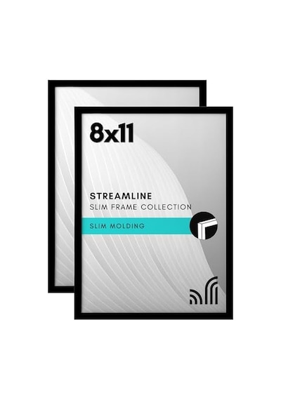 Siyah 8x11 Resim Çerçevesi - 2&apos Li Set - Kırılmaya Dayanıklı Camlı İnce Kenarlıklı Fotoğraf Çerçevesi, Asma Donanımı Ve Duvar Veya Masa Üstü İçin Yatay Veya Dikey Ekran İçin Dahili Şövale