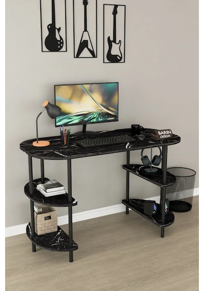 120 Cm Çalışma Masası Bilgisayar Masası 2 Raflı Kitaplık Ofis Ders Masası Ahşap Metal Ayaklı Siyah Mermer 120 Cm Çalışma Masası Bilgisayar Masası 2 Raflı Kitaplık Ofis Ders Masası Ahşap Metal Ayaklı Siyah Mermer