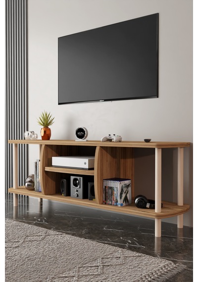 Modern Tv Ünitesi Ahşap Raflı 2 Katlı 4 Raflı Televizyon Sehpası Televizyon Ünitesi Atlantik Çam Modern Tv Ünitesi Ahşap Raflı 2 Katlı 4 Raflı Televizyon Sehpası Televizyon Ünitesi Atlantik Çam