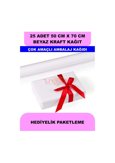 25 Adet 50cm X 70cm 120 Gr. Çift Yönlü Beyaz Kraft Ambalaj Kağıdı, Hediye Ürün Paketi, Oto Paspası, Çocuk Etkinlik