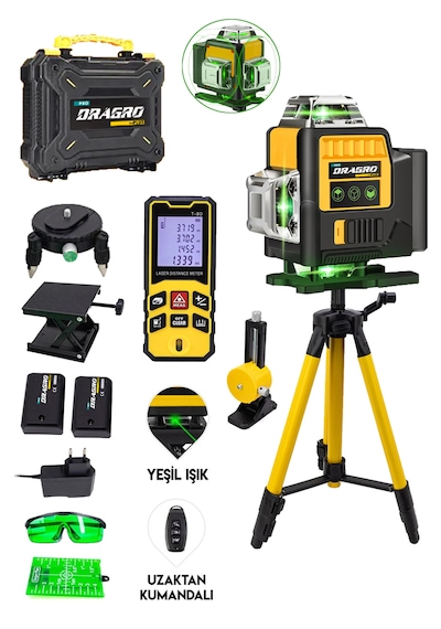 Dragro Drg-lazer Metre-16köşe-tripotlu-hizalama-sarı