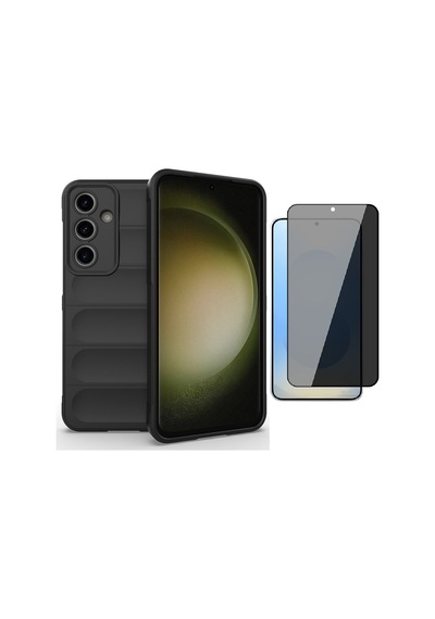 Vendas Galaxy Uyumlu  A36 Kılıf Esnek Tpu Oyuklu Arka Yüzey Zore Etnik Silikon Kapak +hayalet Ekran Koruyucu Siyah