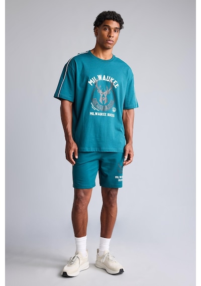 Defacto Nba Milwaukee Bucks Baskılı Biyeli Oversize Bisiklet Yaka Kısa Kollu Tişört H7728ax26augn1020 Yeşil-gn1020