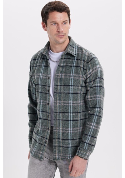 Tudors Erkek Slim Fit Dar Kesim Kareli Kışlık Oduncu Gömlek-42150 Çok Renkli