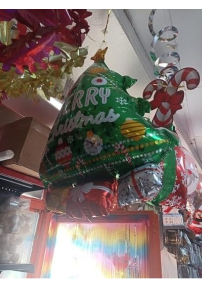 Yılbaşı Ağacı Süsleri 1 Adet Yılbaşı Hediye Paketi Noel Süsü Folyo Balon 80-55 Cm