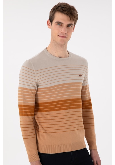 U.S. Polo Assn. Erkek Slim Fit Bisiklet Yaka Camel Kazak 50297071-VR015