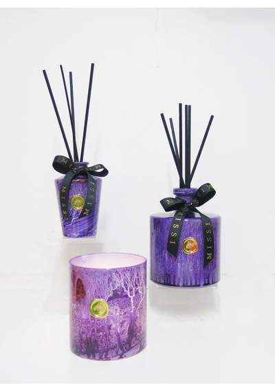 Mor Batik Desenli Cam Bardak Mumluk Vetealight Seti