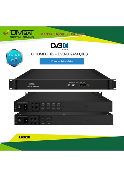 DİVİSAT DT-884 8 HDMI GİRİŞ 4 DVB-C QAM ÇIKIŞ TRANSMODÜLATÖR
