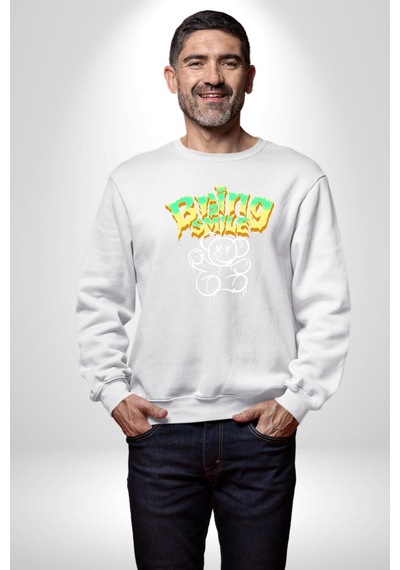 Beyin Gülüşü Unisex Beyaz Sweatshirt Beyaz