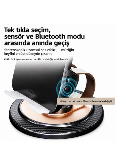 Bluetooth 5.3 Hoparlörlü & Bluetoothsuz Kullanımlı 360 Döner Telefon Tablet Tutucu Stand