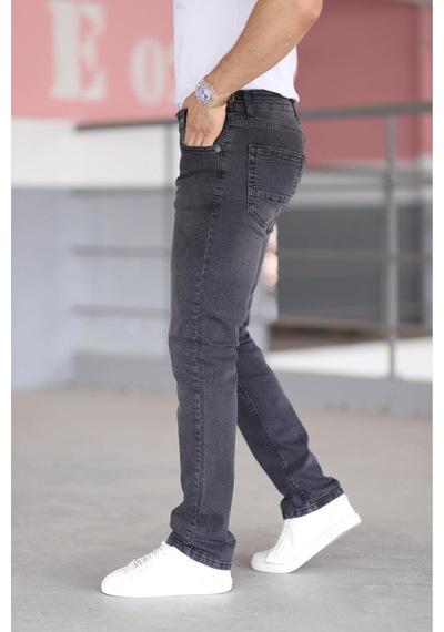 Bürke Premium Erkek Antrasit Renk Regular Fit Rahat Kesim Esnek Likralı Denim Jeans Kot Pantolon