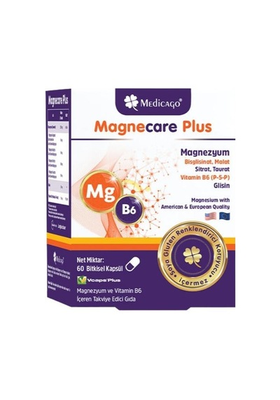 Magnecare Plus Magnezyum Ve Vitamin B6 İçeren Takviye Edici Gıda 60 Bitkisel Kapsül