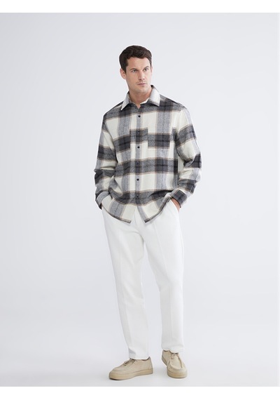 Lcwaıkıkı Classic Bej Loose Fit Ekose Erkek Gömlek