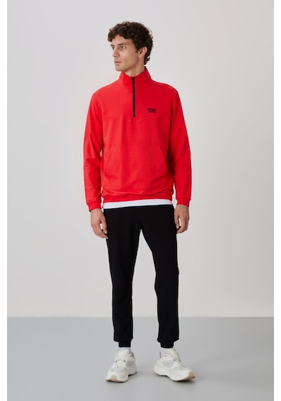 Tommy Life Herbert Fiesta - Siyah Dik Yaka Eşofman Takım - 85233 Kırmızı - Siyah