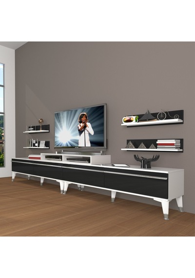 Decoraktiv Ekoflex 360r Mdf Silver Tv Ünitesi Tv Sehpası Beyaz - Siyah