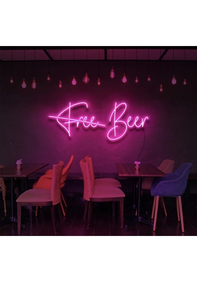 Free Beer Yazılı Neon Tabela Pembe