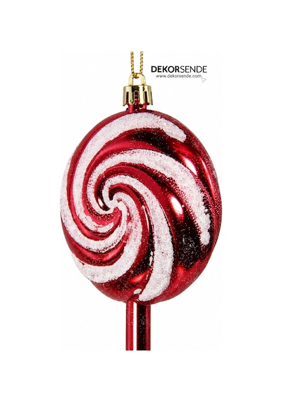 Yılbaşı Süsü Şeker Lolipop 2'li Kırmızı Beyaz 14 Cm