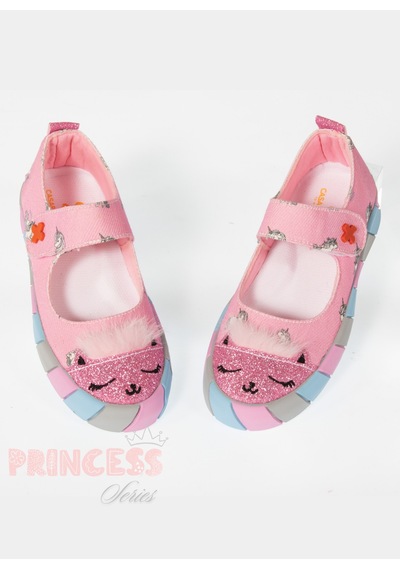 Pembe Kedi Kanvas 3d Kız Çocuk Babet Pembe